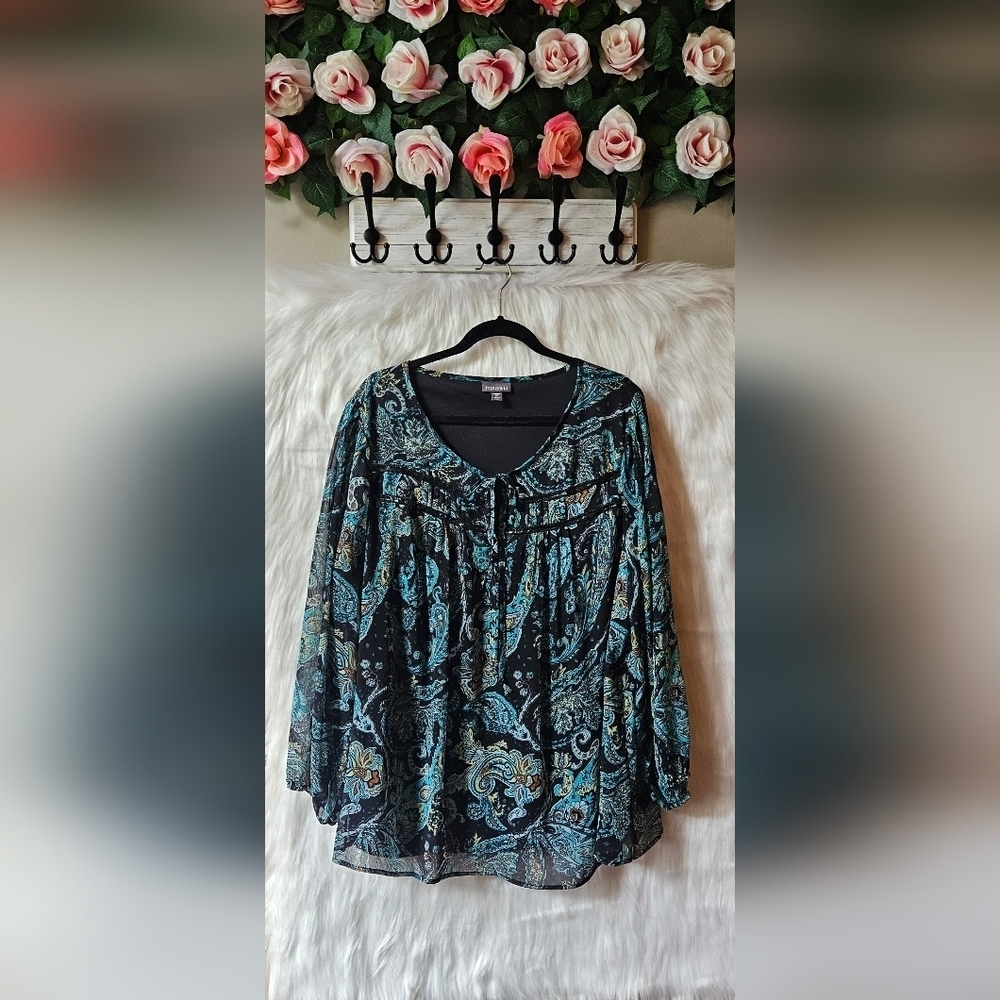 Roz & Ali Dark Skies Paisley Long Sleeve Tunic